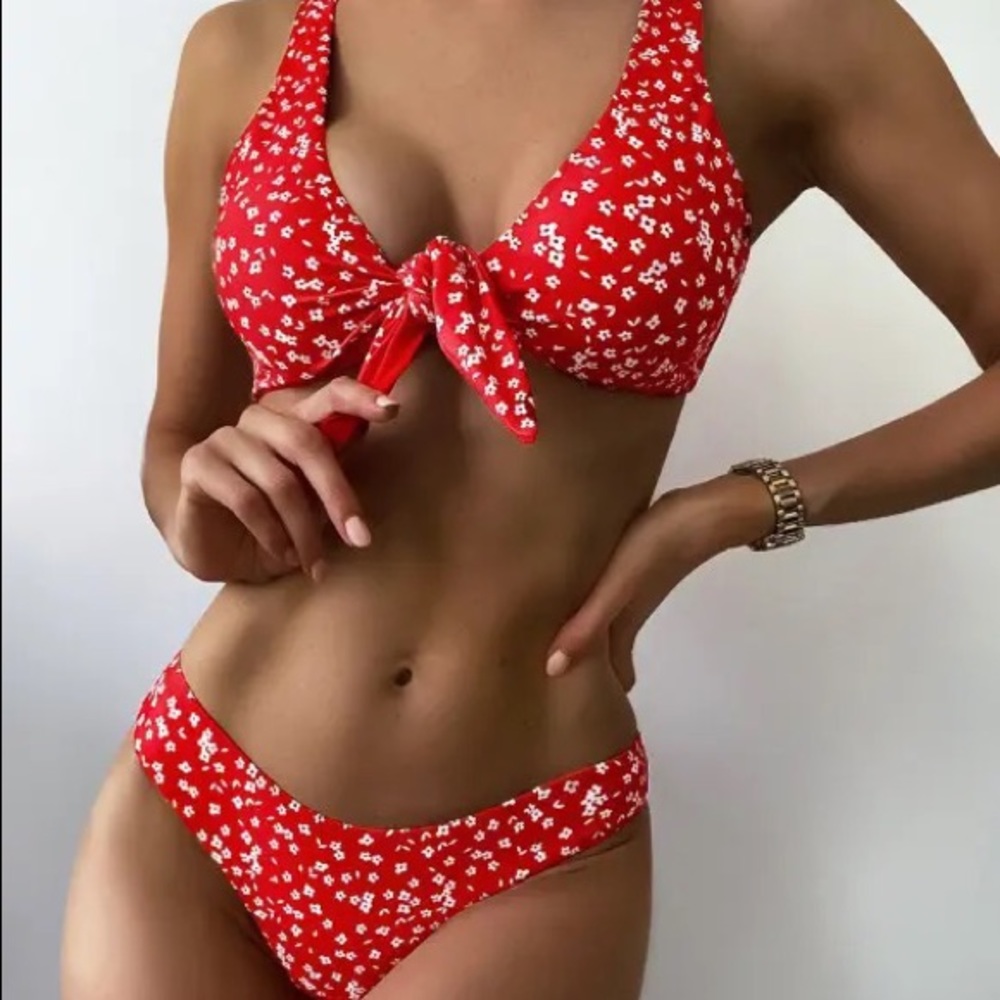 //ZAFUL// Red Floral Bikini Set